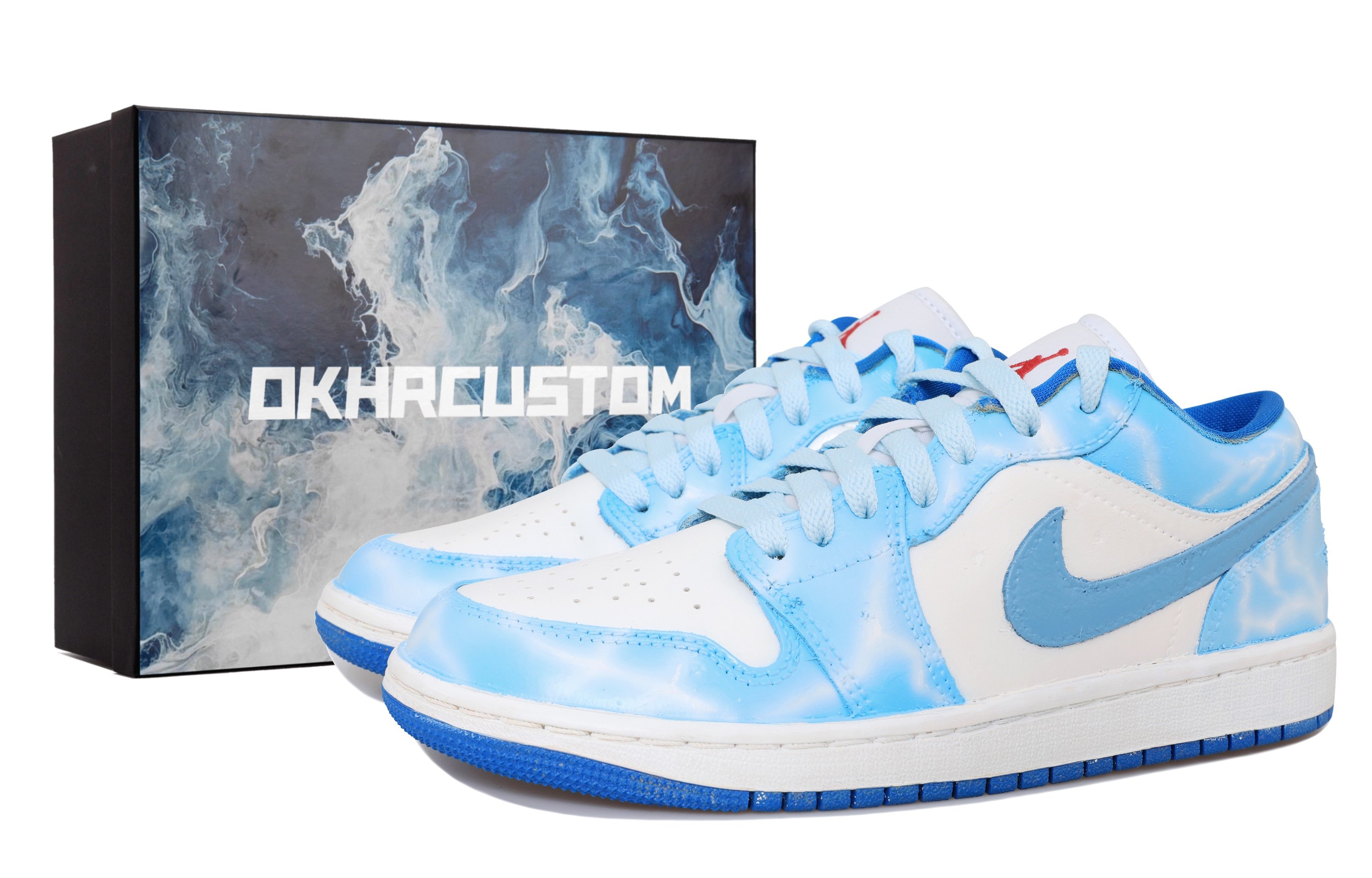 

Кроссовки Air Jordan 1 Vintage Basketball Shoes Women's Low-top White/blue, белый/синий