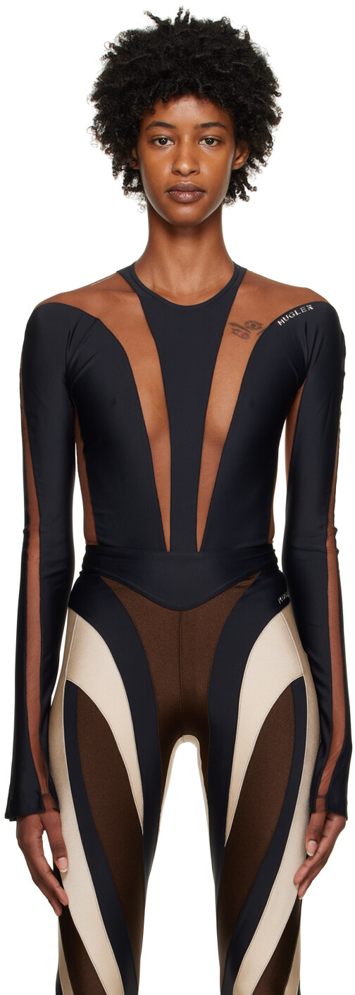 

Черное боди Mugler Illusion