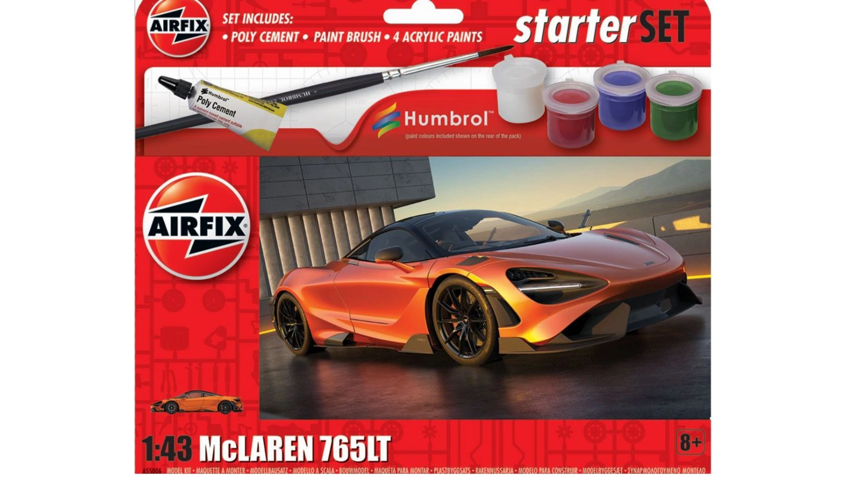 Стартовый набор Airfix McLaren 765LT суперкары раскраска