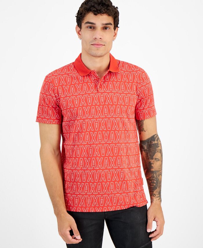 

Мужская рубашка-поло с логотипом Armani Exchange, цвет Molten Lava/ White