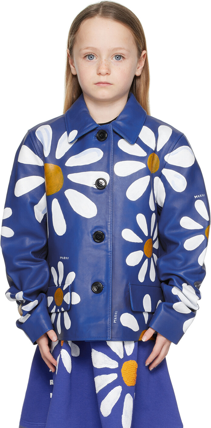 

Детская синяя кожаная куртка Daisy Marni