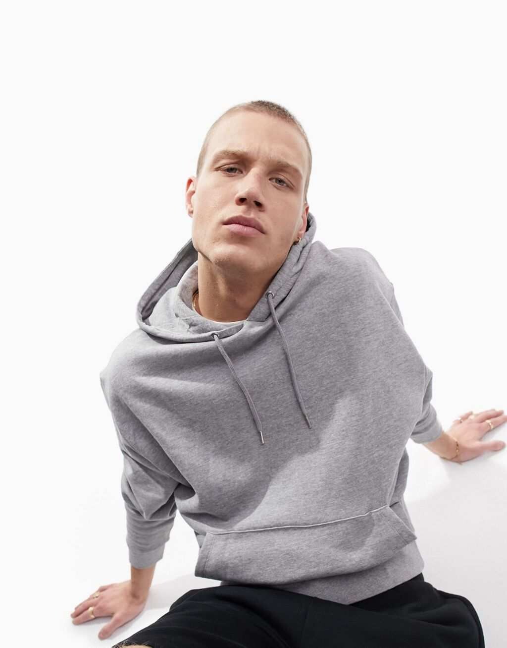 

Серый меланжевый худи оверсайз ASOS DESIGN