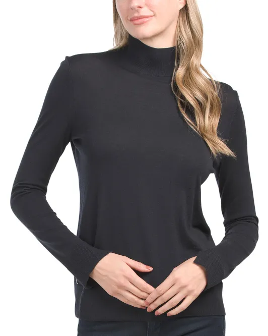 

Шерстяной свитер с воротником-стойкой Lafayette 148 New York, синий