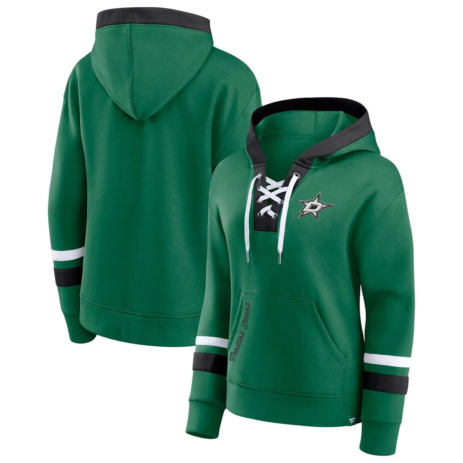 

Женский эксклюзивный пуловер с капюшоном на шнуровке Fanatics Kelly Green Dallas Stars Bombastic Fanatics
