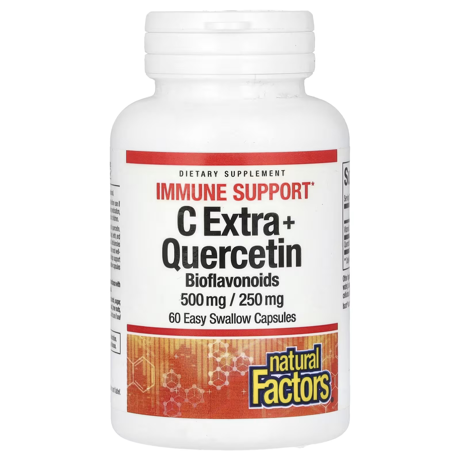 Пищевая добавка Natural Factors C Extra + кверцетин, 60 капсул natural factors c extra с кверцетином 60 капсул которые легко глотать