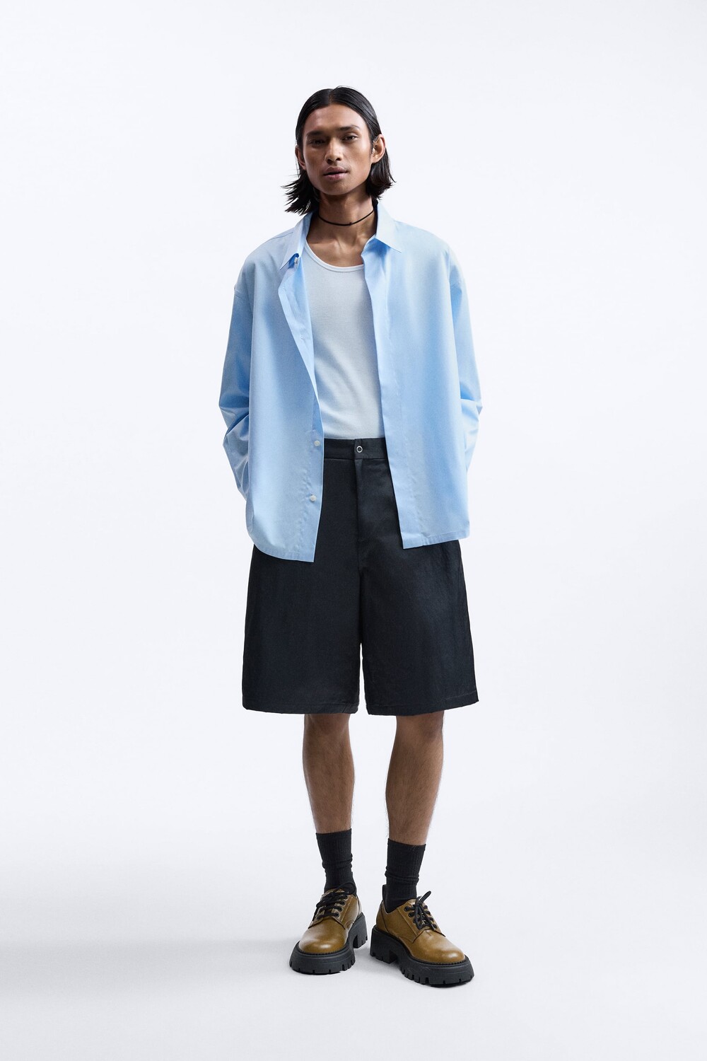 

Рубашка оверсайз, ограниченная серия Zara, небесно-голубой