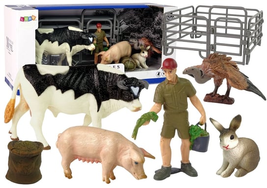 Большой набор фигурок Фермерская деревня Корова Свинья Заяц Стервятник Lean Toys