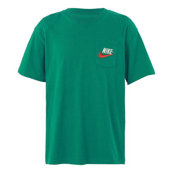 Футболка Nike Sportswear Casual Sports Breathable Back Large Logo Round Neck Short Sleeve Malachite Green, мультиколор