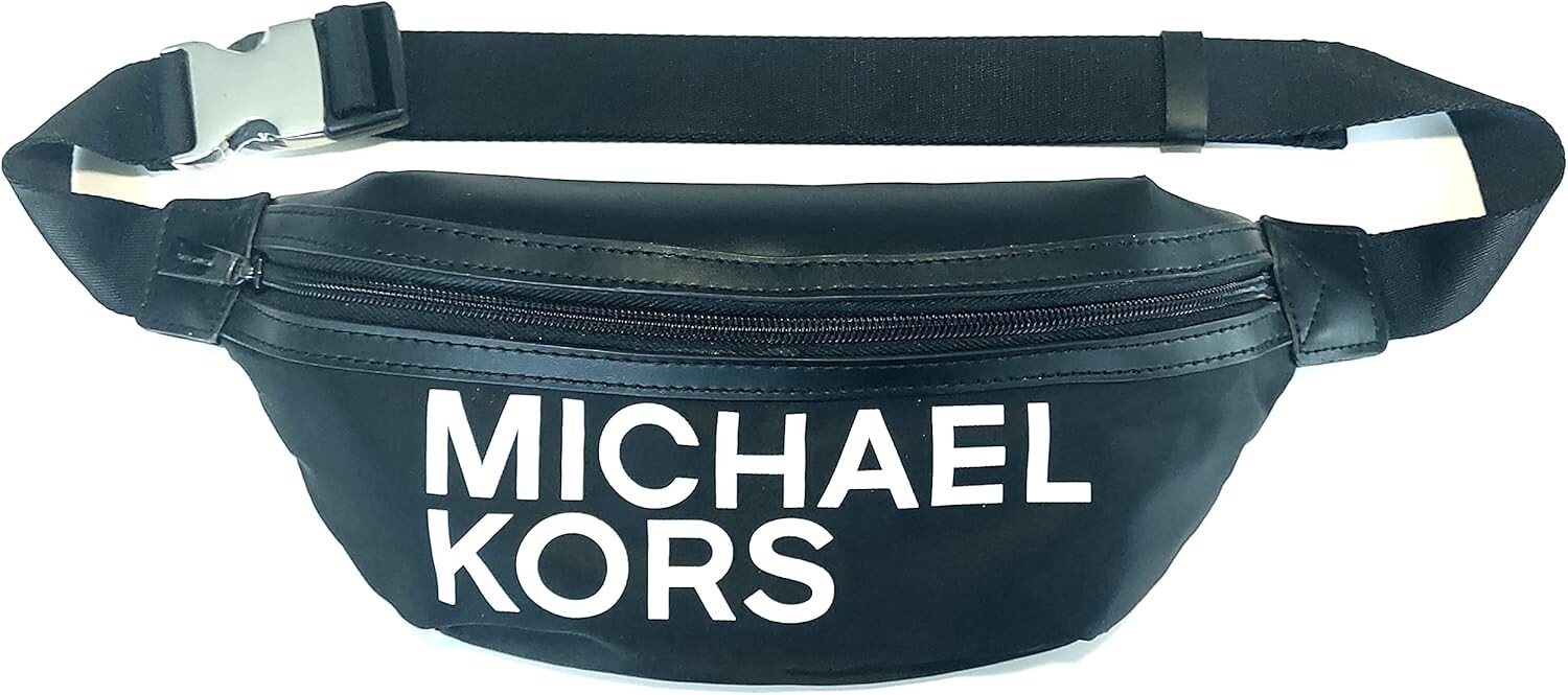 

Женская поясная сумка Michael Kors Sport Fanny Pack, черная, нейлоновая, белая, с логотипом MK, на молнии, один размер