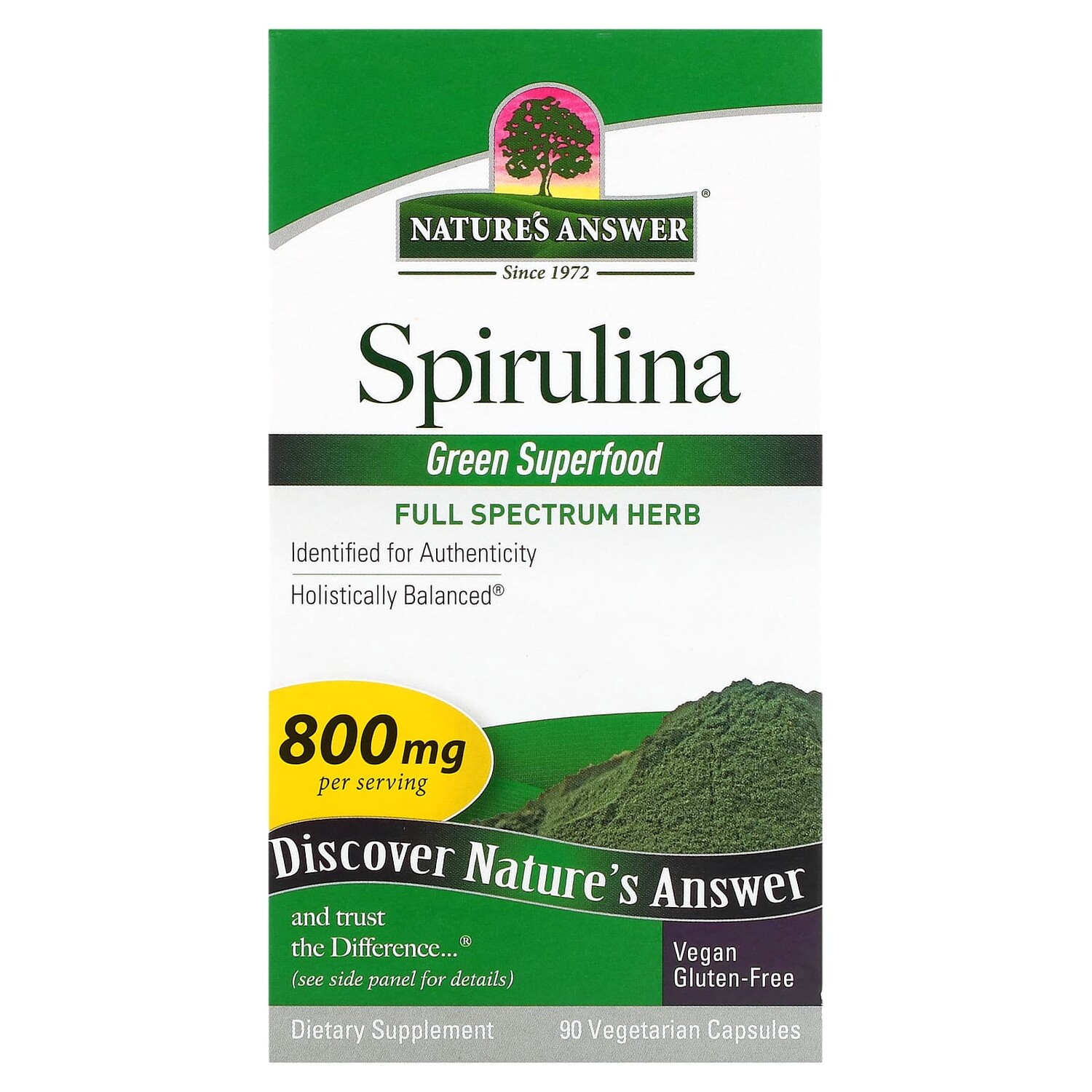 

Спирулина, 400 мг, 90 вегетарианских капсул, Nature's Answer