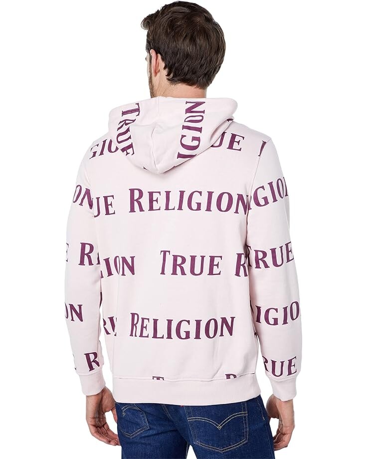 

Худи True Religion All Over TR Logo Pullover Hoodie, цвет Pale Lilac