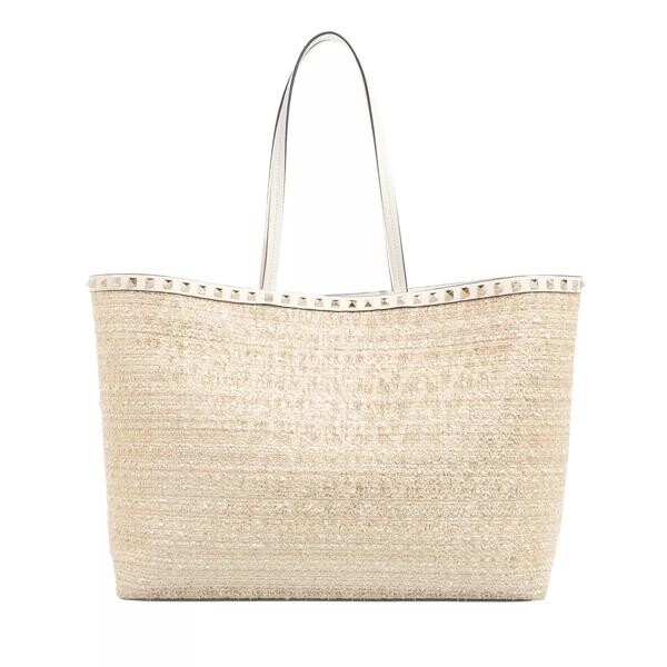 

Шоппер rockstud leather tote Valentino Garavani, бежевый