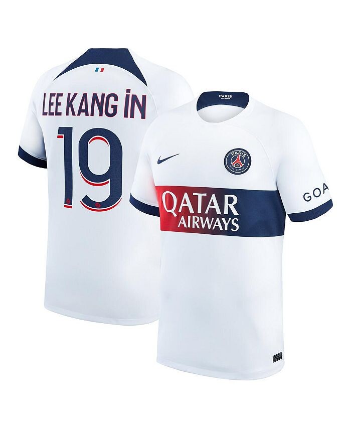 

Мужская футболка Lee Kang In White Paris Saint-Germain 2023/24, реплика игрока на выездном стадионе Nike, белый