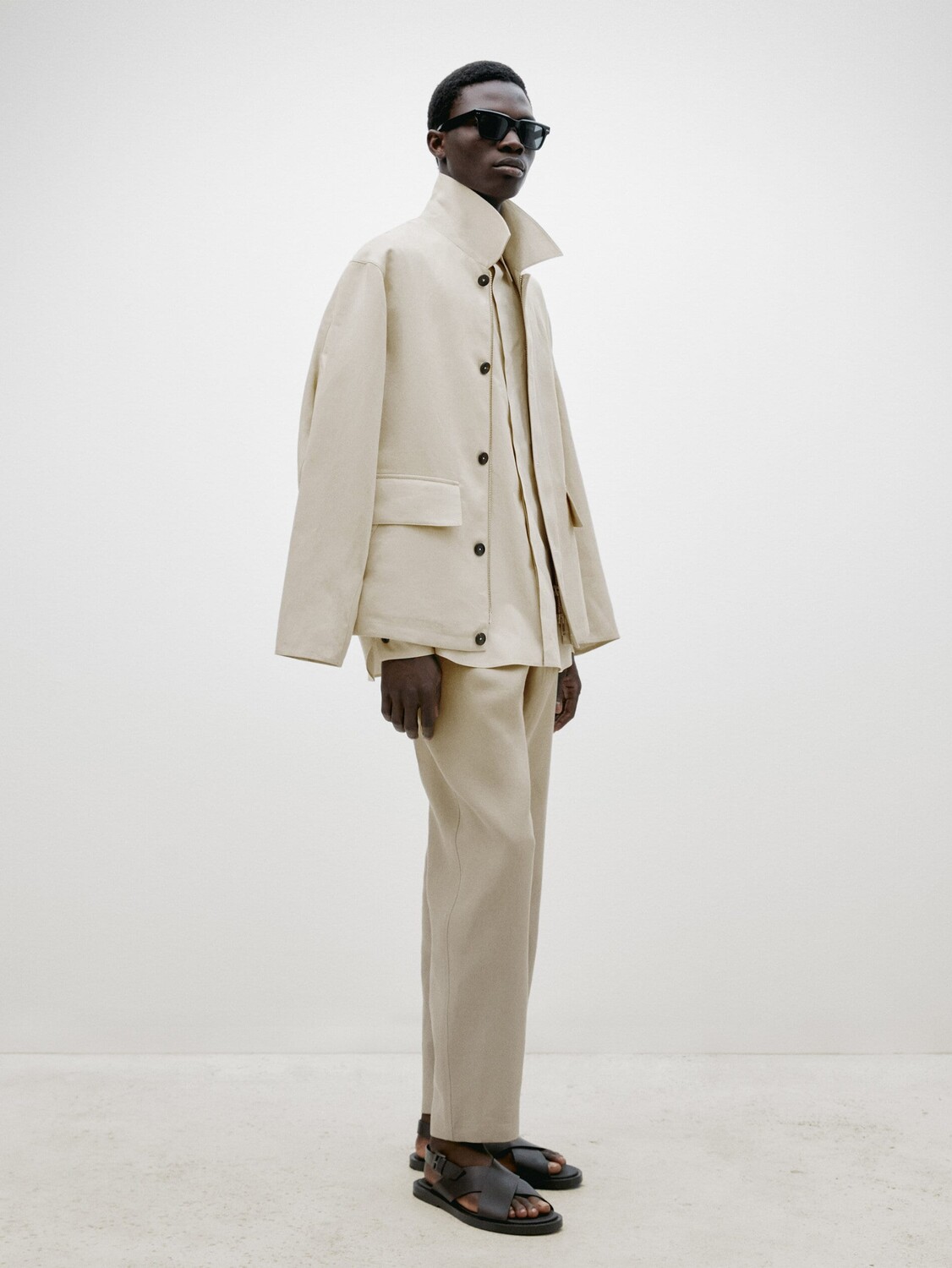 

Льняные брюки свободного кроя Massimo Dutti, бежевый