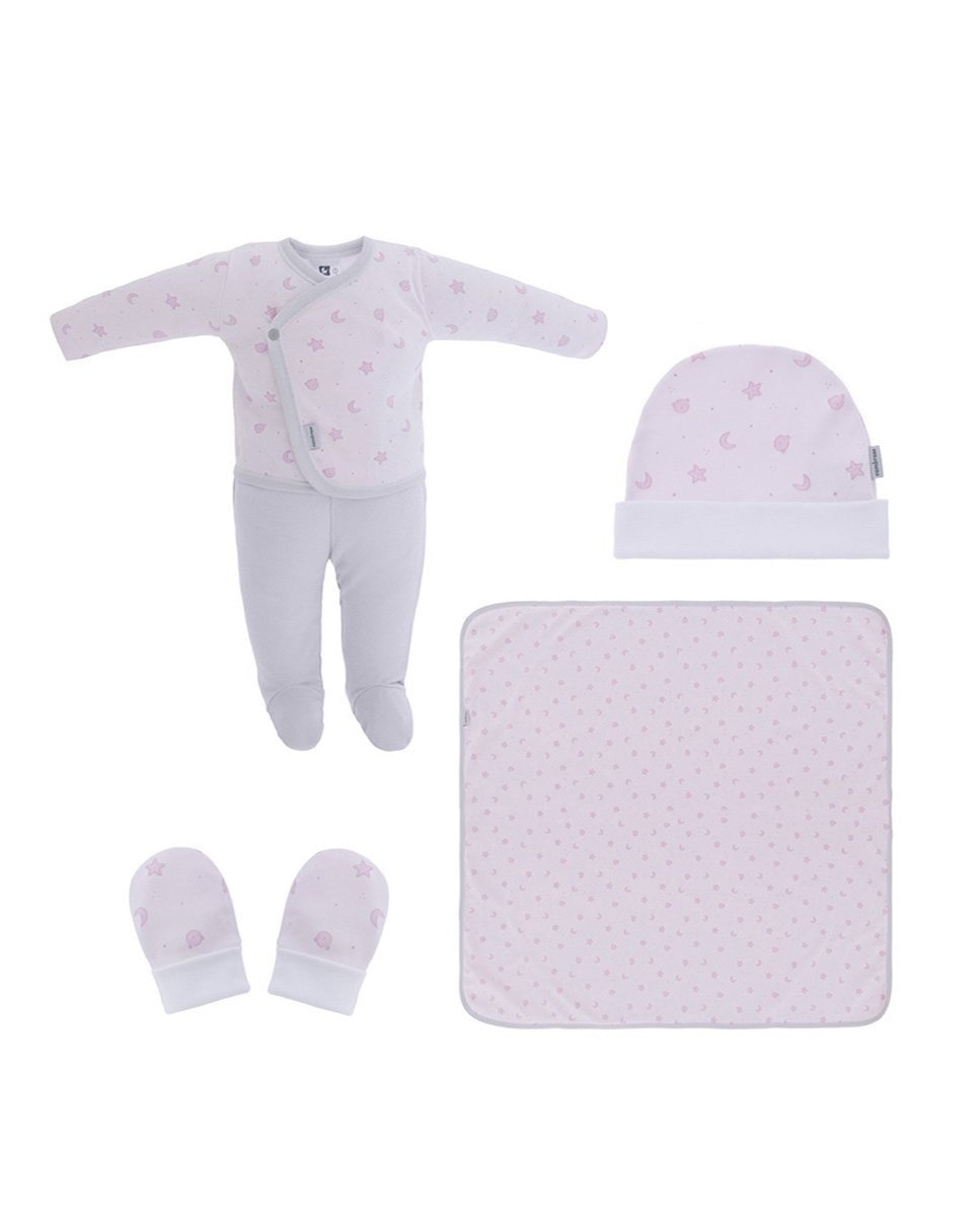 Комплект для девочки, 5 предметов, первое надевание, розовый принт Cambrass, розовый комплект нательный для новорожденного из 5 предметов