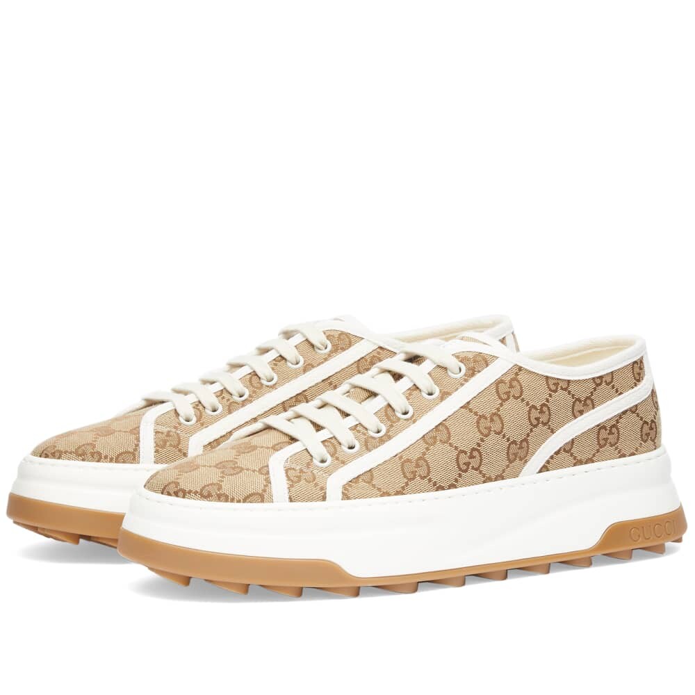 

Низкие жаккардовые кроссовки Gucci Tennis Treck, бежевый