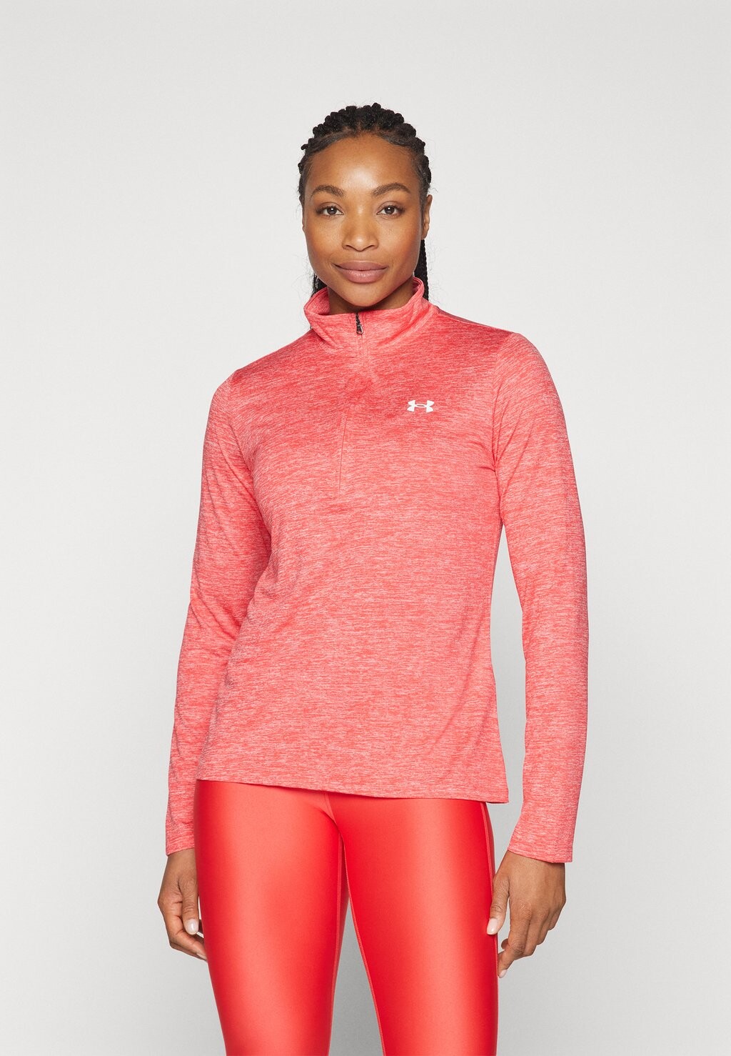 Топ с длинными рукавами TECH 1/2 ZIP TWIST Under Armour, цвет red solstice/white