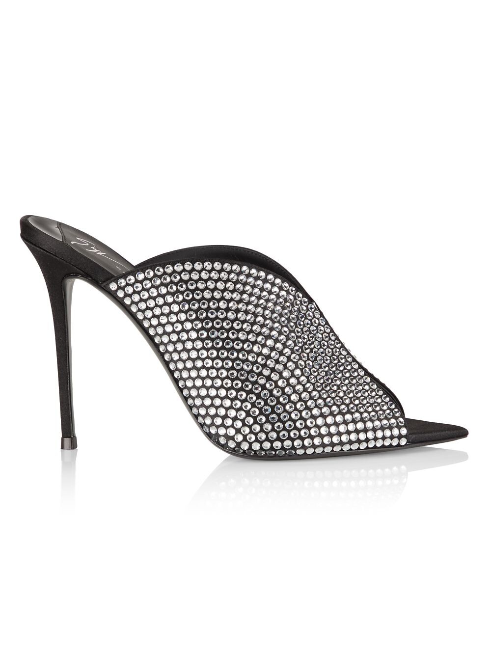 

Кожаные мюли 105 мм с кристаллами Giuseppe Zanotti, серебряный