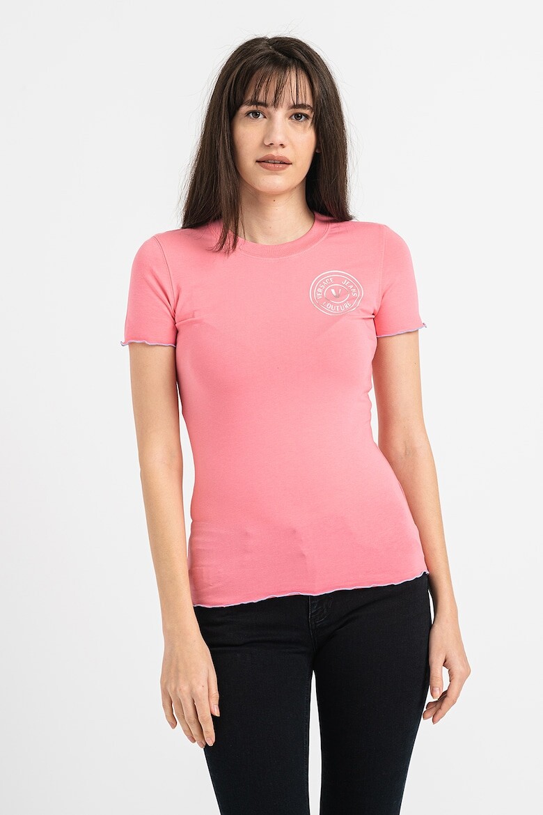 

Приталенная футболка с логотипом Versace Jeans Couture, розовый