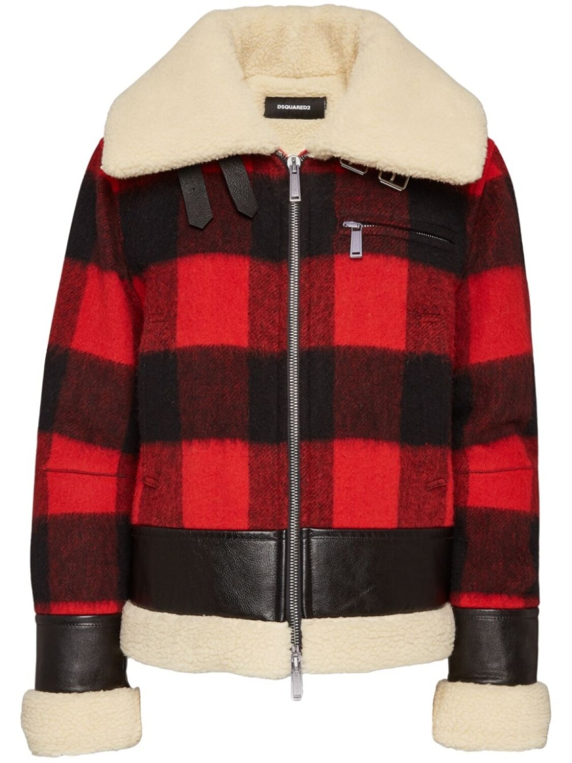 

Dsquared2 дубленка из овчины в клетку тартан, розовый