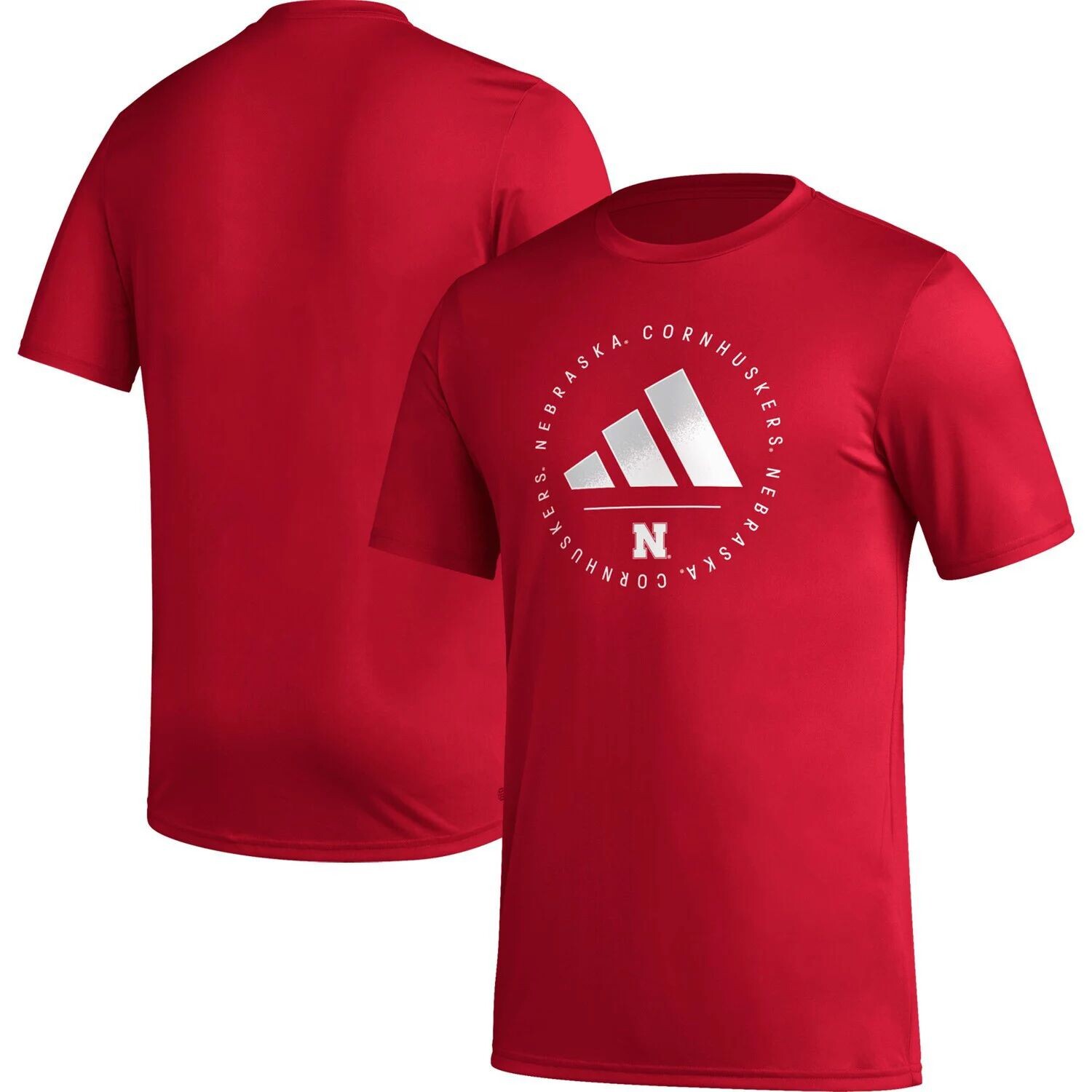 

Мужская футболка adidas Scarlet Nebraska Huskers Stripe Up Pregame