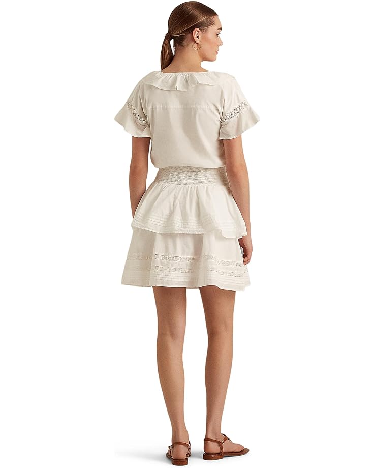 Платье LAUREN Ralph Lauren Ruffle Trim Cotton Voile Dress, белый
