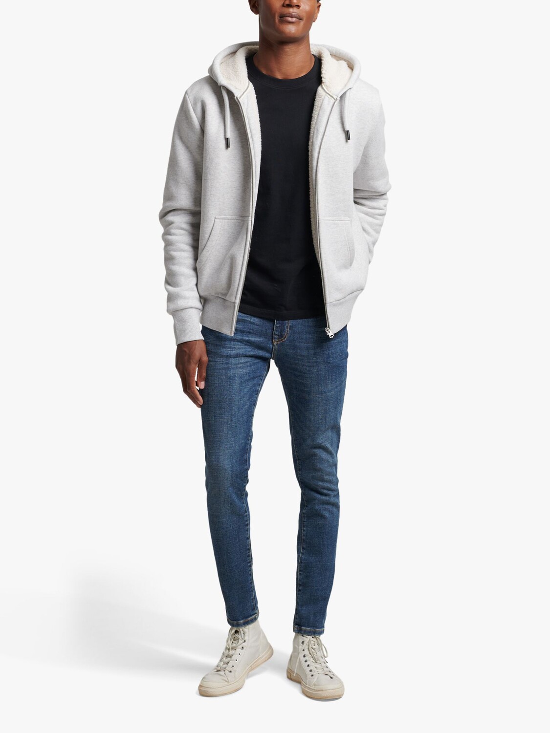 

Толстовка на молнии с подкладкой Essential Borg Superdry, ледниковый серый мергель