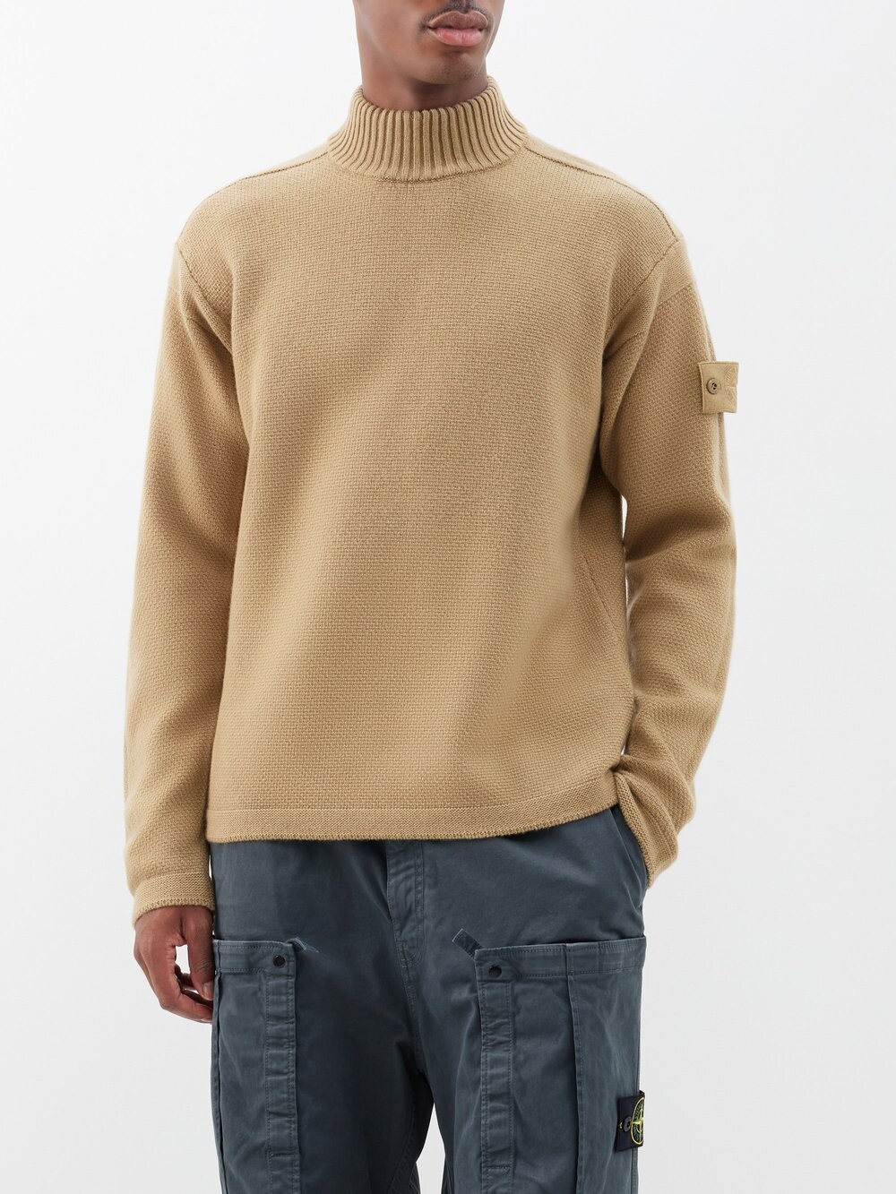 

Шерстяной свитер ghost с высоким воротником Stone Island, бежевый