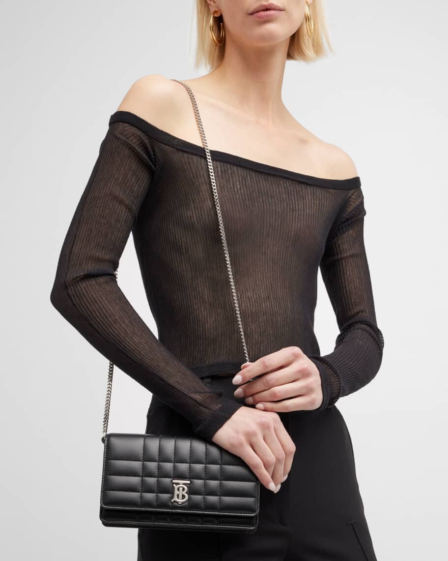 

Стеганый кожаный клатч в клетку Lola Burberry
