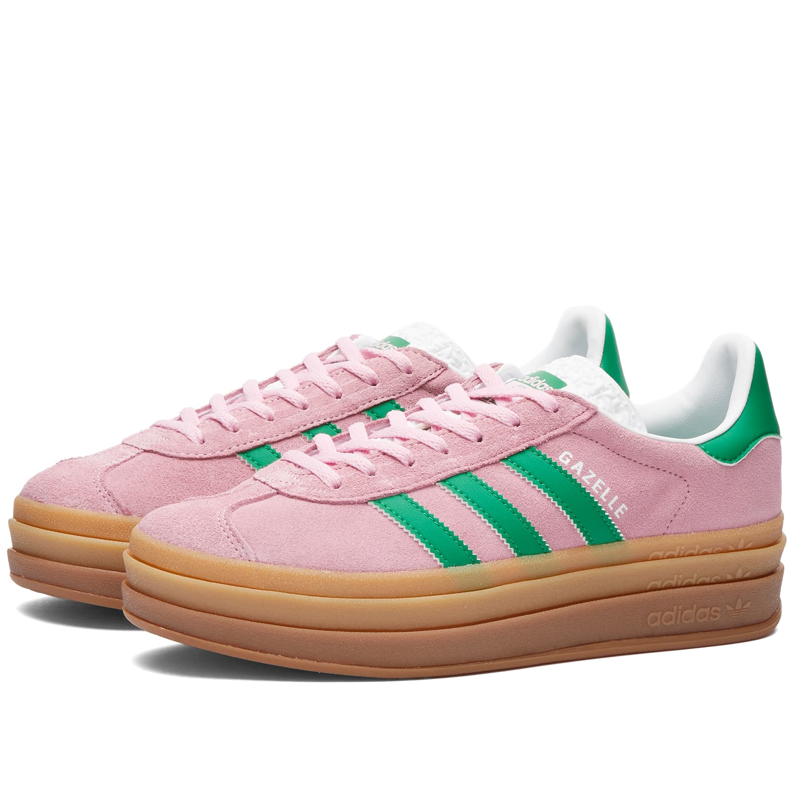 Кроссовки Adidas Gazelle Bold W, цвет True Pink, Green & Ftwr White