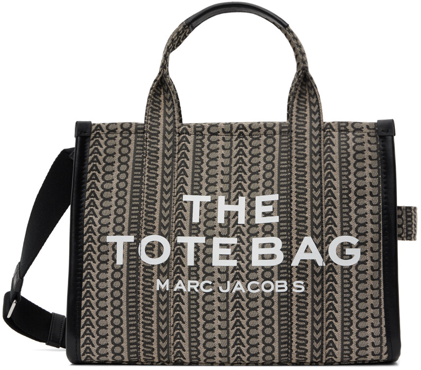 

Маленькая сумка-тоут 'The Monogram Tote' бежевого и черного цвета Marc Jacobs