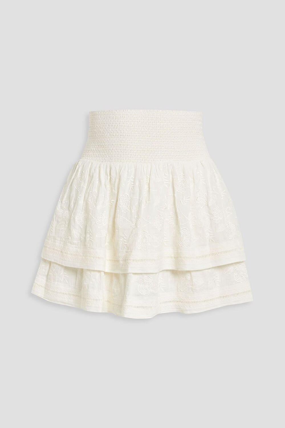 

Многоярусная мини-юбка Bethie из хлопкового газа ALICE + OLIVIA, слоновая кость