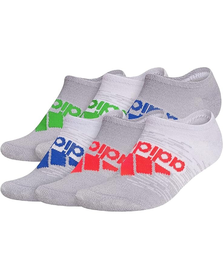 

Носки Adidas Superlite Badge of Sport 6-Pack No Show, цвет Grey/Solar Red/Team Royal Blue