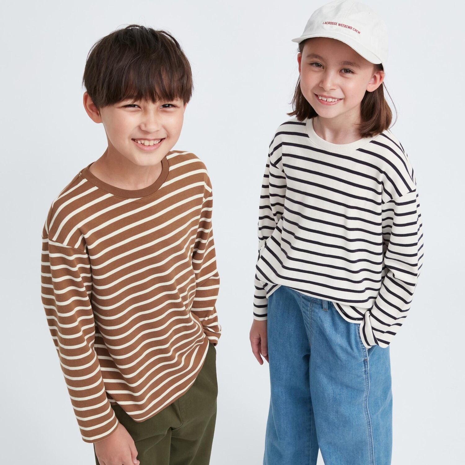

Лонгслив в полоску Soft Touch Uniqlo Kids, коричневый