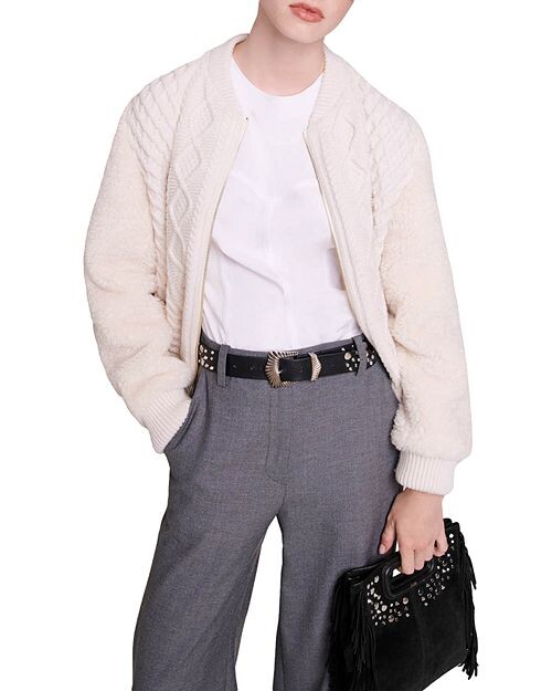 

Куртка Bomba с рукавами из искусственного меха Maje, цвет Ivory/Cream