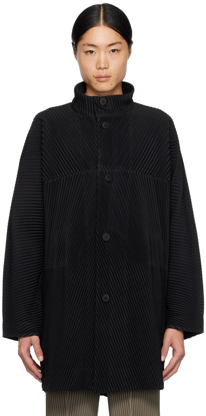 Черное пальто ежемесячного цвета в ноябре Homme Plisse Issey Miyake