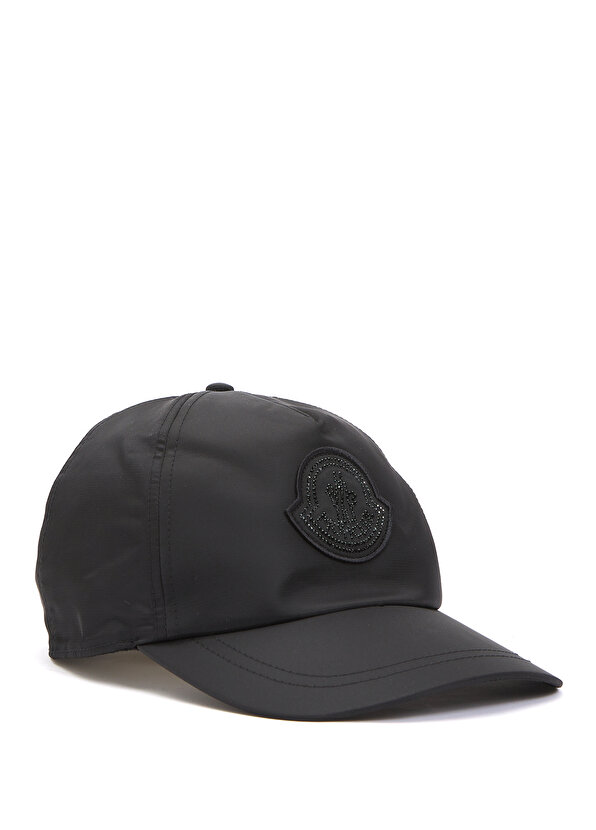 Черная женская шляпа с логотипом Moncler