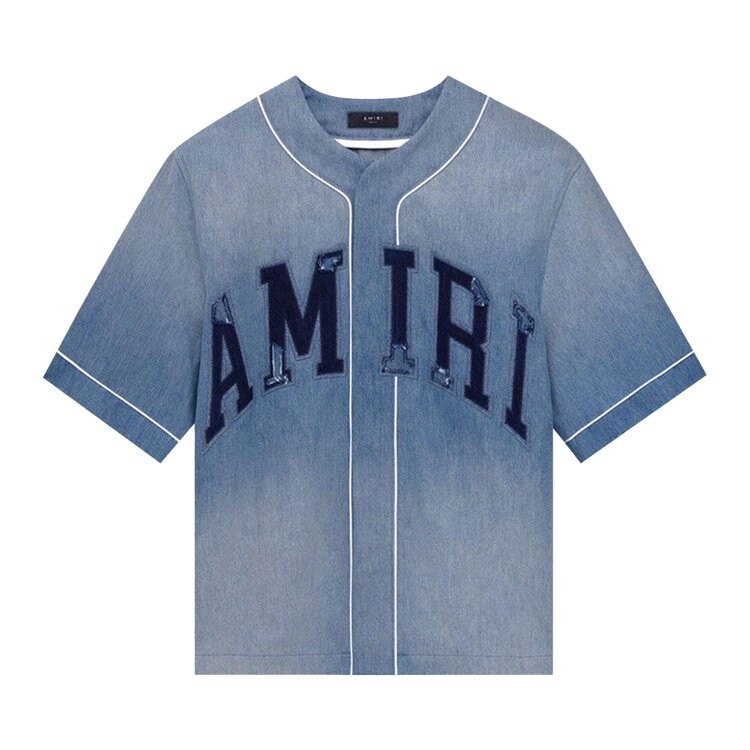 

Рубашка Amiri Sun Faded Baseball Shirt, цвет Perfect Indigo