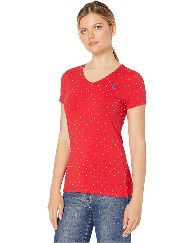 

Футболка U.S. POLO ASSN. Dot V-Neck Tee, цвет Racing Red