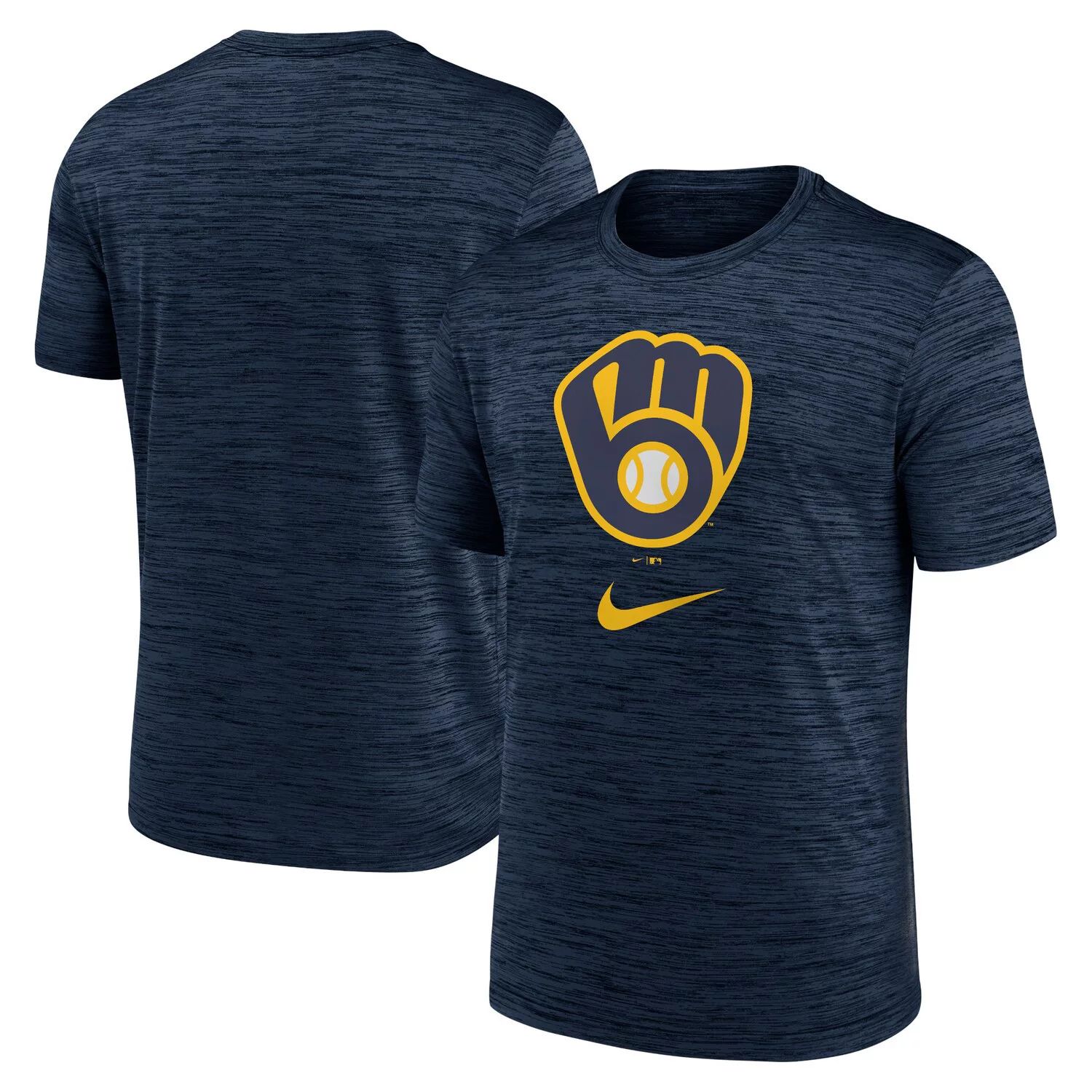 Мужская темно-синяя футболка с логотипом Milwaukee Brewers Velocity Performance Nike фото