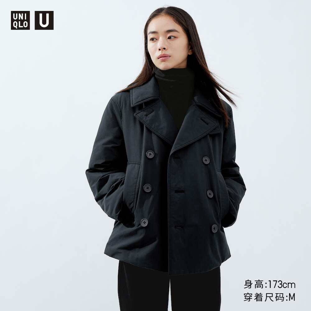 

Пальто Uniqlo U 23 двубортное короткое, черный