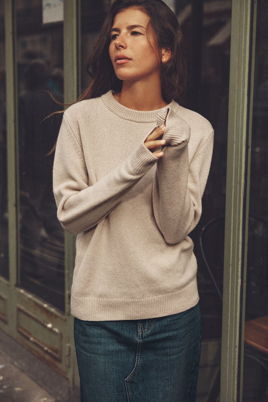 

Свитер из смеси кашемира и шерсти ZARA, песочный