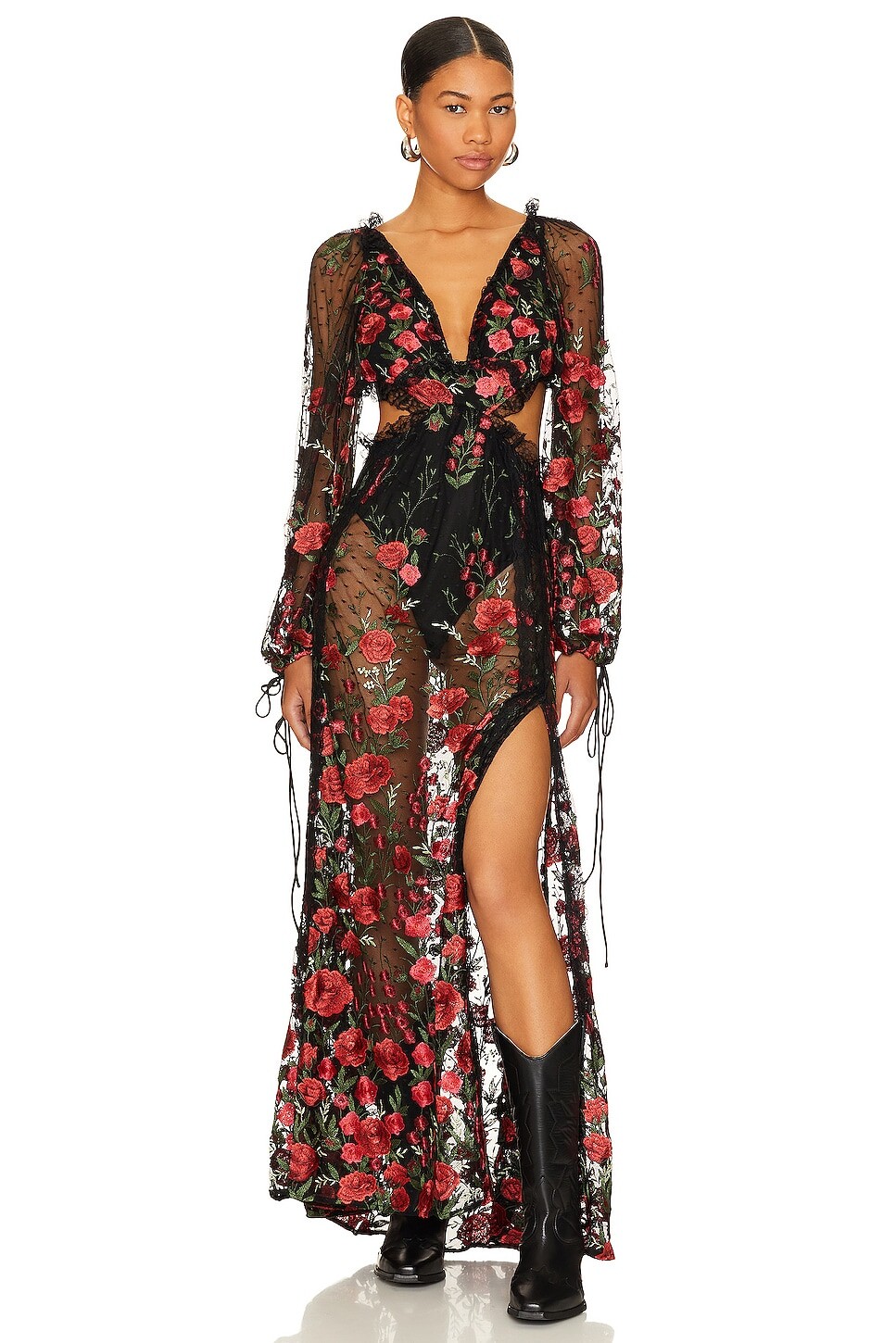

Платье макси For Love & Lemons Araceli, цвет Black Multi