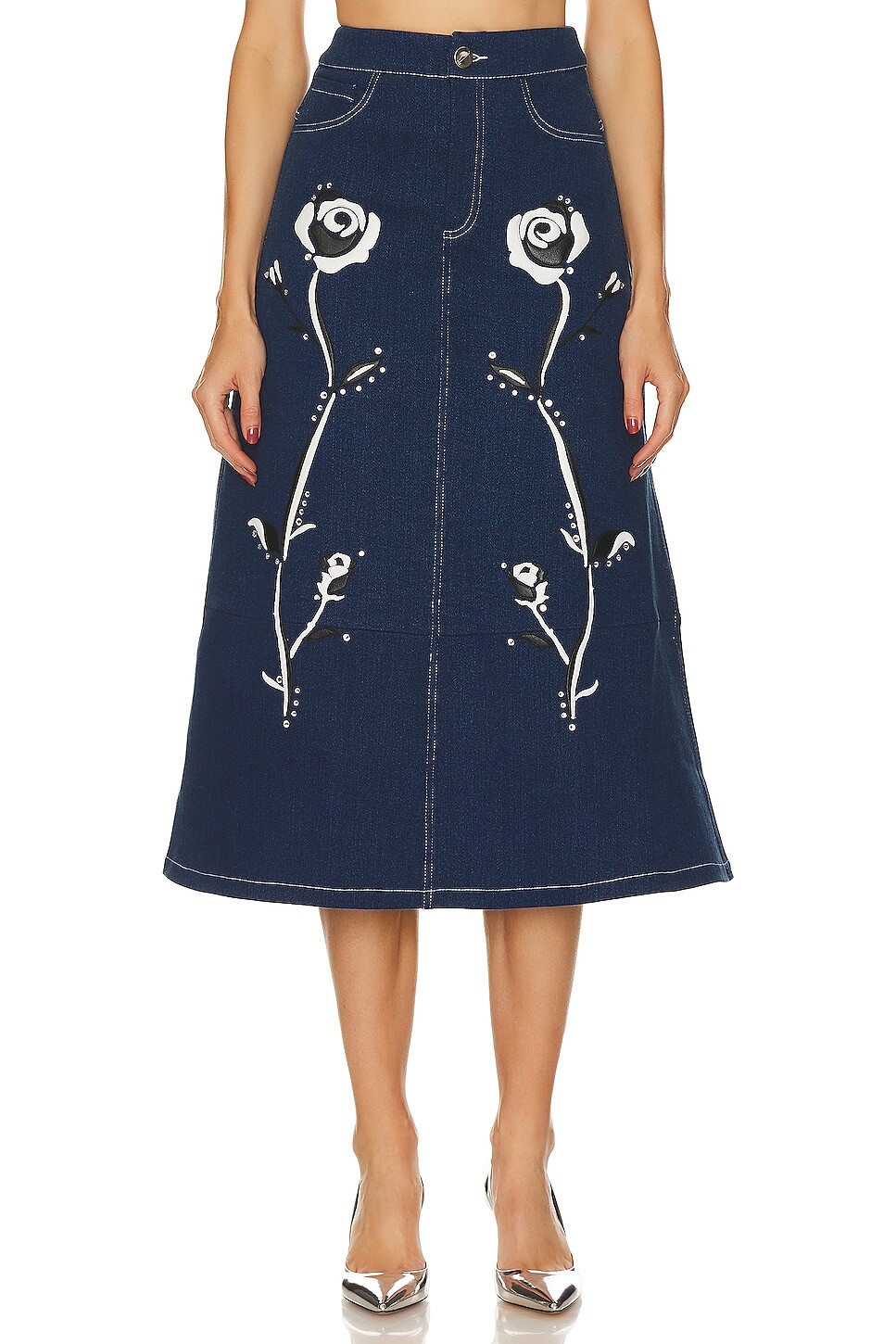 

Юбка миди Nafsika Skourti American Beauty, цвет Blue Denim