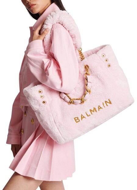 

Сумка-тоут 1945 из мягкой махровой ткани Balmain, светло-розовый