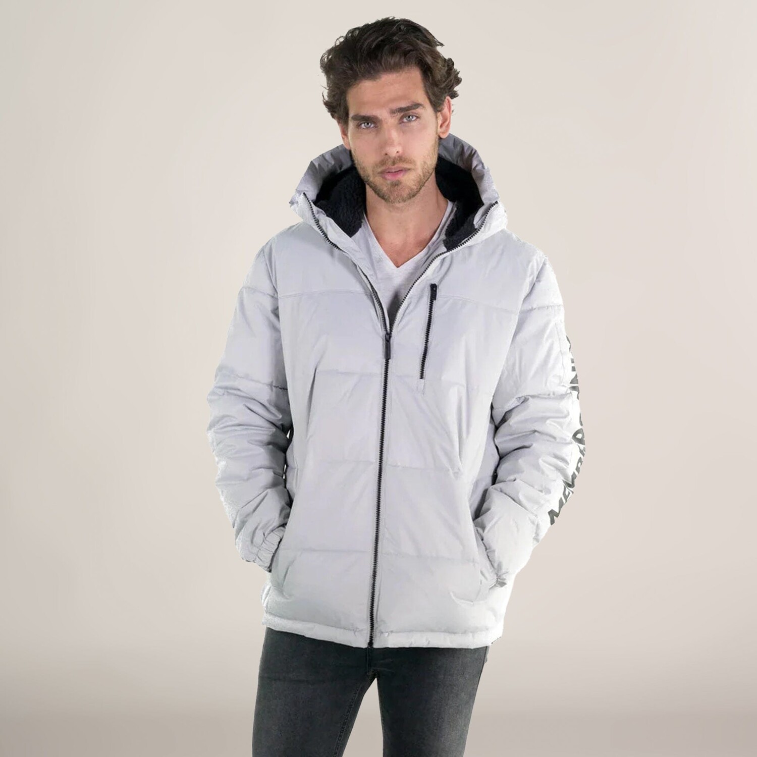 

Мужская куртка-пуховик из твила Members Only, цвет Light Grey
