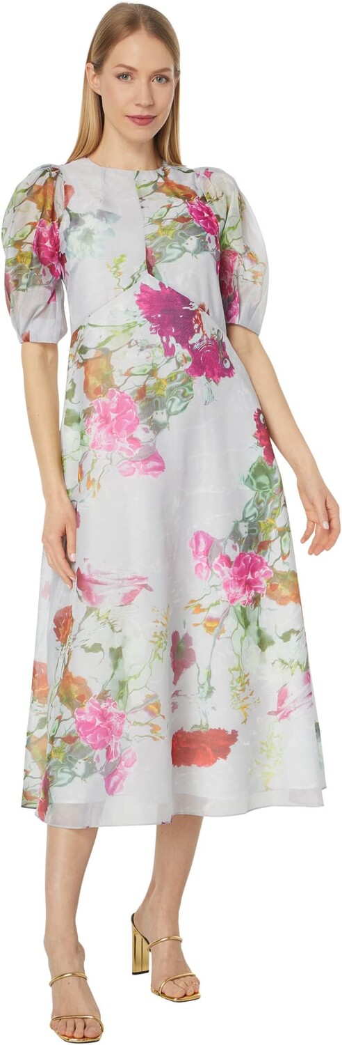 

Платье миди Mekayla Empire Line с объемными рукавами Ted Baker, белый
