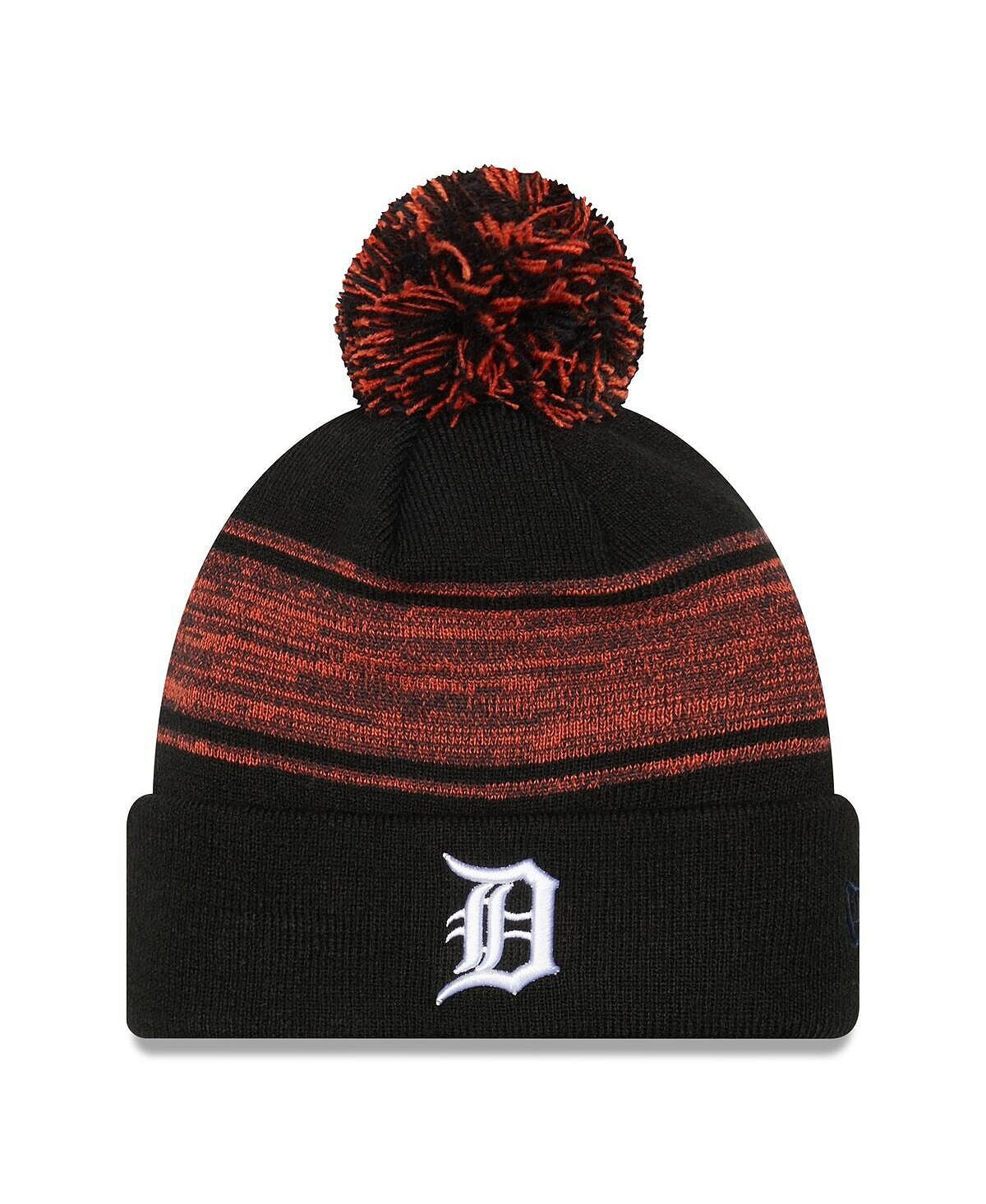 

Мужская черная вязаная шапка с манжетами и помпоном Detroit Tigers Chilled New Era