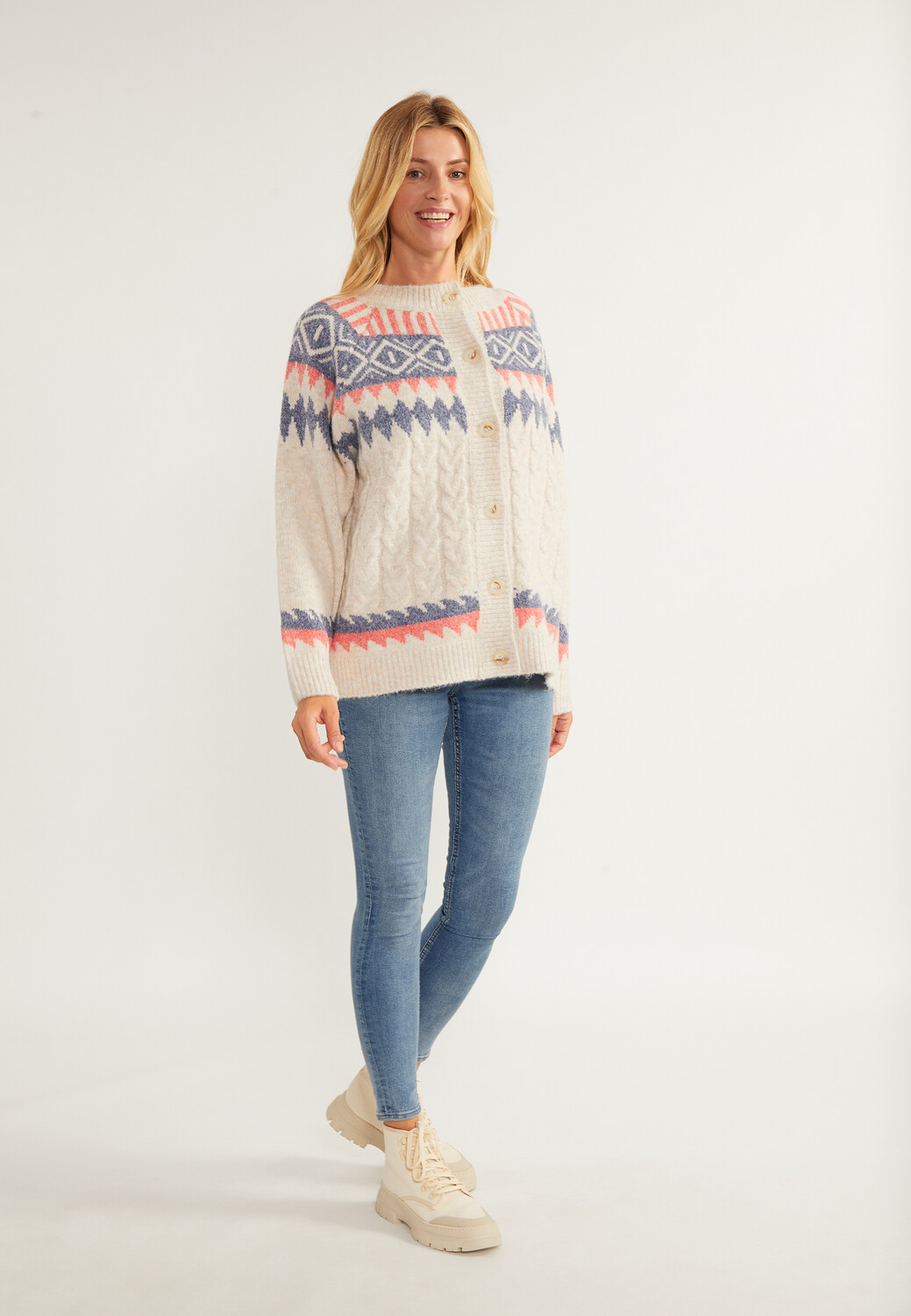 

Толстовка usha BLUE LABEL Strickjacke Mit Knöpfen, бежевый