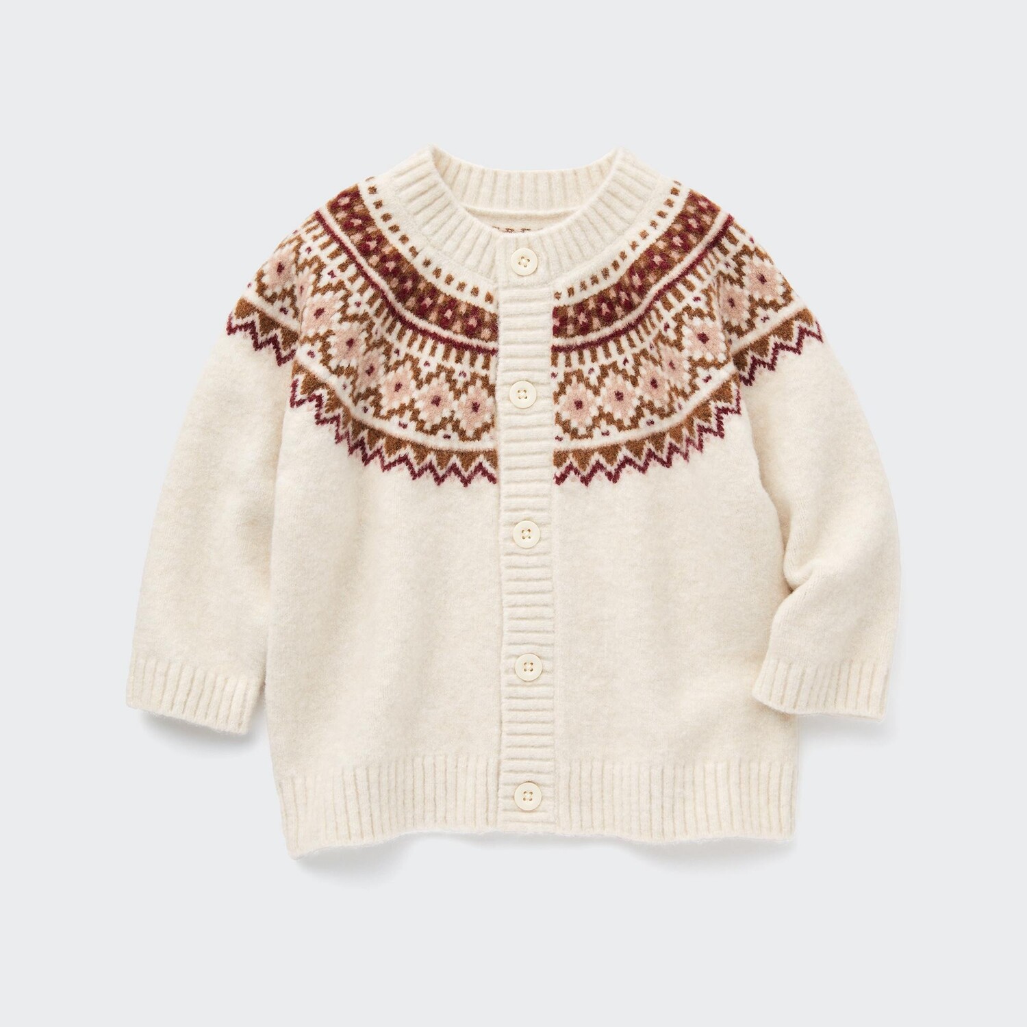 

Кардиган из пряжи суфле с узором для малышей Uniqlo, кремовый